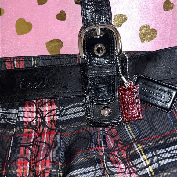 Coach Black and Red Plaid Shoulder Bag - Picture 5 of 5
